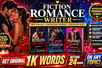write fiction romance novel, contemporary romance, dark romance for amazon KDP