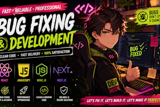 fix bugs in javascript , react , next js, node js for you