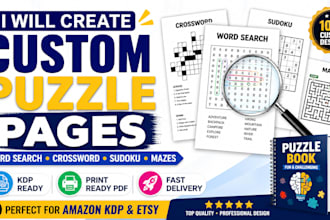 create word search,crossword and puzzle book pages for KDP