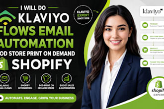 do klaviyo flows email automation pod store print on demand shopify