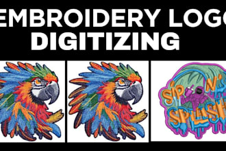 do embroidery digitizing logo, digitize in pst, jaf, pes file in few hour