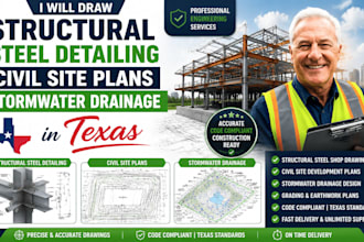 draw structural steel detailing civil site plans, stormwater drainage in texas