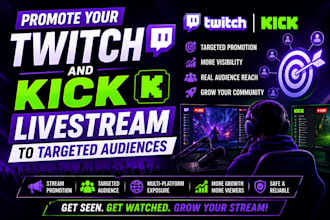 promote your twitch and kick livestream to targeted audience
