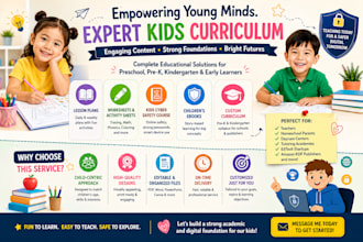 design early grade children curriculum, educational workbooks, and lesson plans