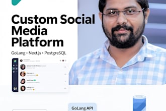 develop a custom social media app and community platform in golang next js