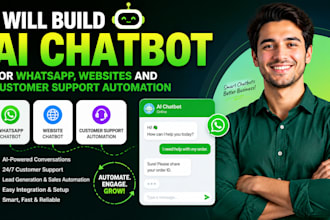 build ai chatbot for whatsapp, websites and customer support