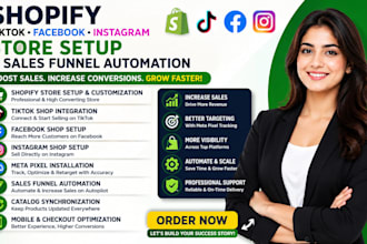 setup shopify tiktok facebook instagram shop meta pixel sales funnel automation