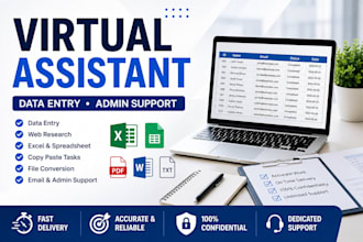 be your virtual assistant for data entry and admin support
