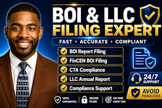 provide boi report and compliance, fincen boi cta and llc annual report filing