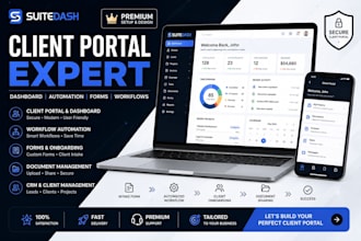 create suitedash dashboard portal pages lms flows forms client portal clm setup