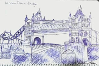 draw sketches of any building or landmark from photo
