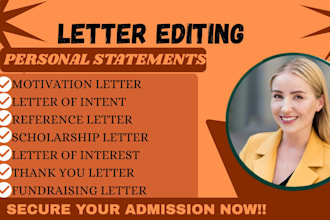 edit and enhance your motivation letter and personal statement for admission