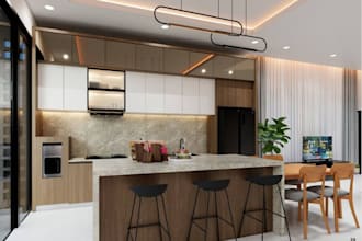 do kitchen interior design in 3d model