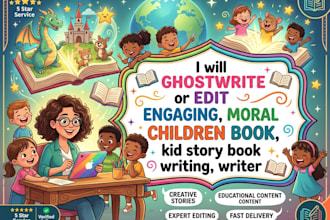 ghostwrite or edit engaging, moral children book, kid story book writing, write