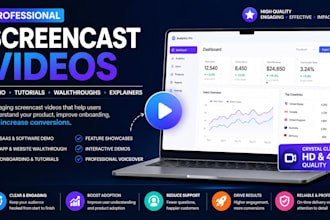 create screencast tutorial video, app walkthrough, software tutorial, saas demo