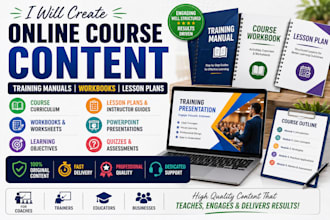 create online course content, workbook, training manual and PPT