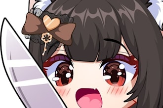 create cute animated chibi emotes,stickers,sub badges for vtubers and streamers