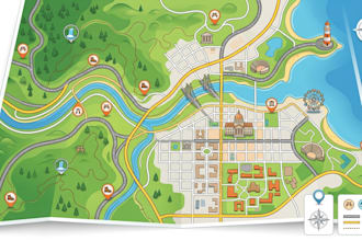 design interactive maps, road trip routes, campus and visitor guide maps