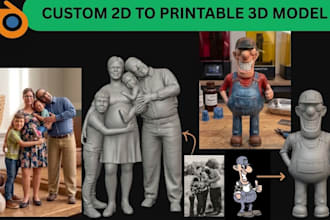 convert your 2d photo to a 3d printable art toy, figurine, statue or bobblehead