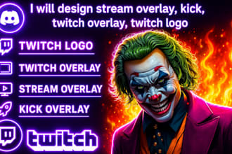 design stream overlay, kick, twitch overlay, twitch logo