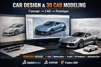 design car motorcycle truck concept and 3d cad model