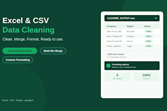 clean, merge and format your excel or csv data files