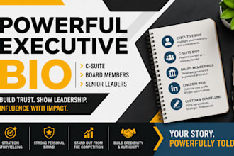 write strong ceo, cfo, coo and board member executive bio, linkedin bio profile