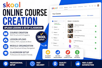 create skool online course, upload lessons and setup classroom