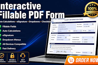 create an interactive fillable PDF form with auto calculations and  esignature