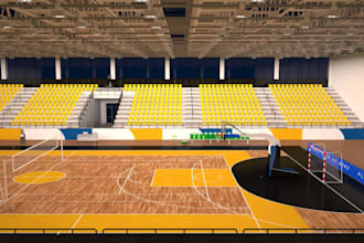 revitalize 3d basketball arena visualization,sport facility,tennis indoor layout