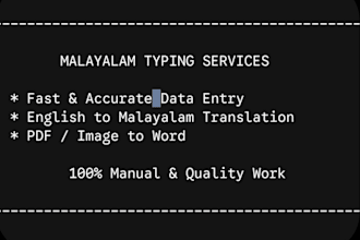 do professional malayalam typing and data entry works
