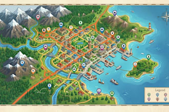 design custom tourism map, city guide, adventure and navigation maps