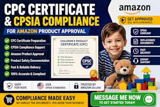 provide CPC certificate, cpsia compliance for amazon product approval