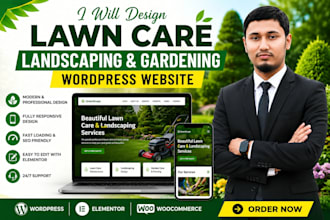design lawn care landscaping gardening wordpress website