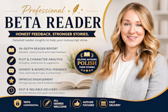 beta read your manuscript and deliver an in depth reader report