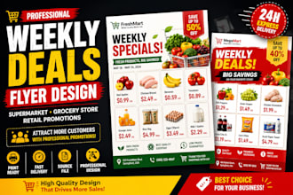 design weekly deals flyer for supermarket grocery store and retails promotions