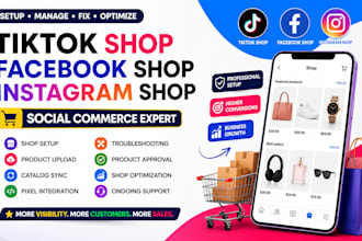 setup manage fix tiktok shop facebook shop instagram shop social commerce
