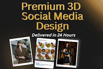 design 3d instagram post for restaurant food gym brand