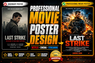 do cinematic action movie poster design, hollywood style and horror film poster