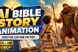 create pixar style ai animated christian bible stories for kids