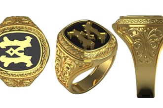 create custom monogram signet ring cad models and 3d stl printable files