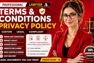 draft lawyer style terms and conditions and privacy policy