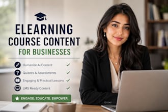 create elearning course content for businesses humanize ai course content quiz