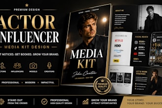 design media kit for influencers, press kit for artist, author, one sheet epk