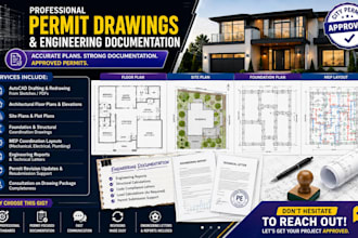 prepare autocad permit drawings with engineering reports compliance letters