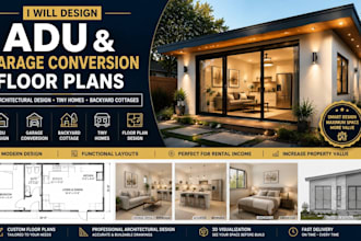 design architectural adu garage conversion floor plan backyard cottage tiny home