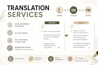 translate arabic, english and french