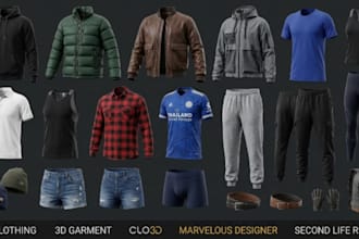 3d clothing, 3d fashion pattern, 3d garment, mockup and fashion animation