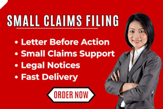 prepare your small claims filing and letter before action