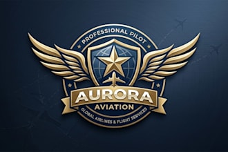 design a professional pilot logo for aviation, airlines, and flight businesses